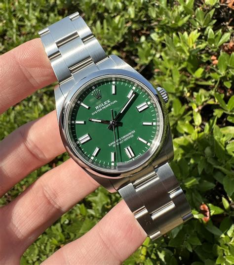 rolex oyster perpetual ref. 126000 - green dial|rolex oyster perpetual color chart.